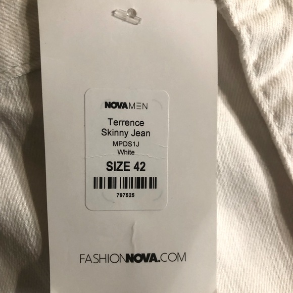 NWT Fashion Nova Men Terrence Skinny jeans - White Size 42 - Picture 8 of 9